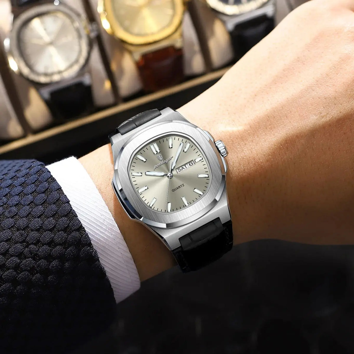 Luxury Week Date Leather Quartz Watch