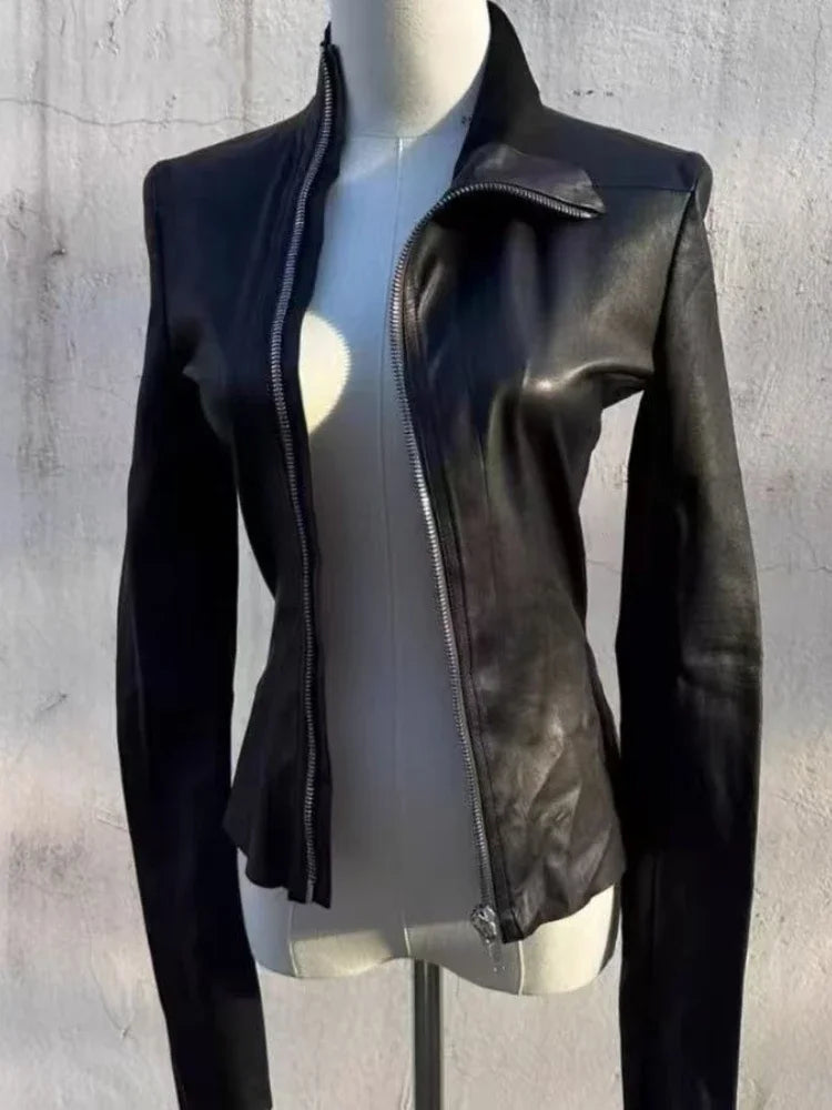 Gothic Y2K Slim Fit Faux Leather Jacket