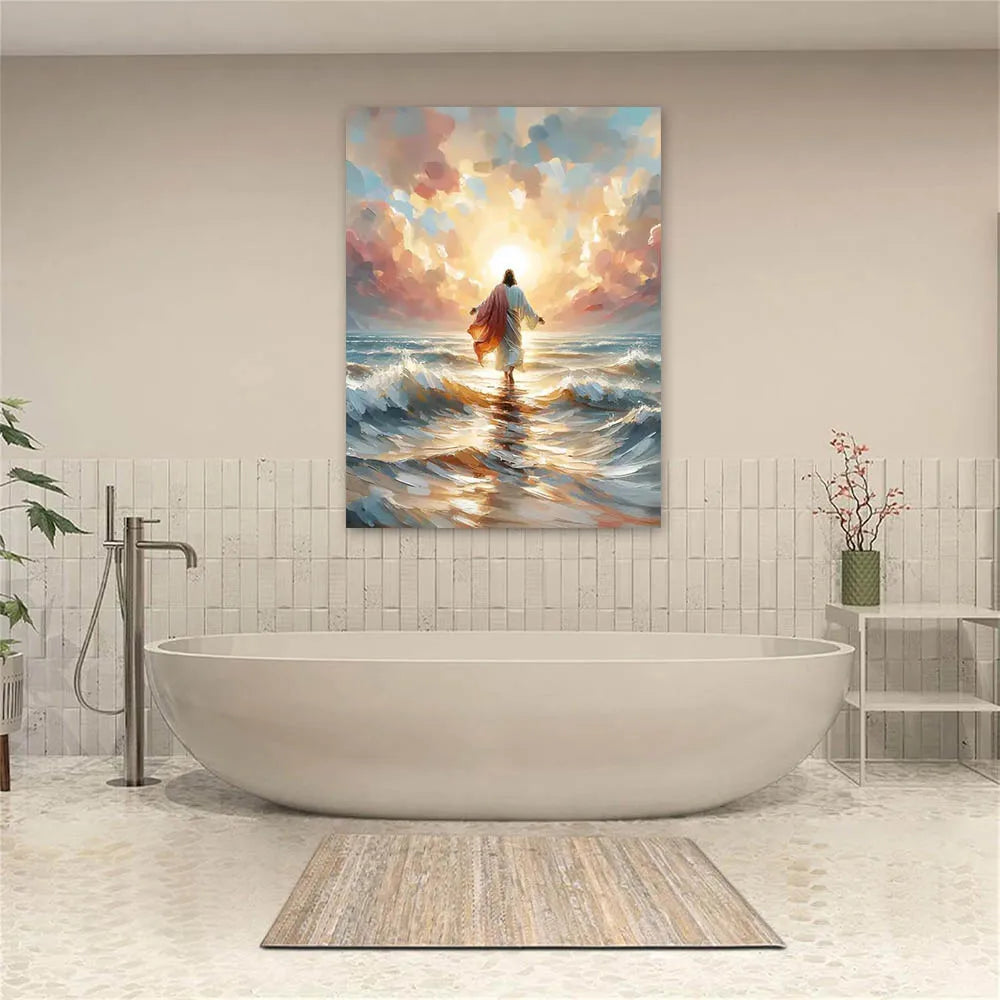 Jesus geht auf dem Wasser Poster