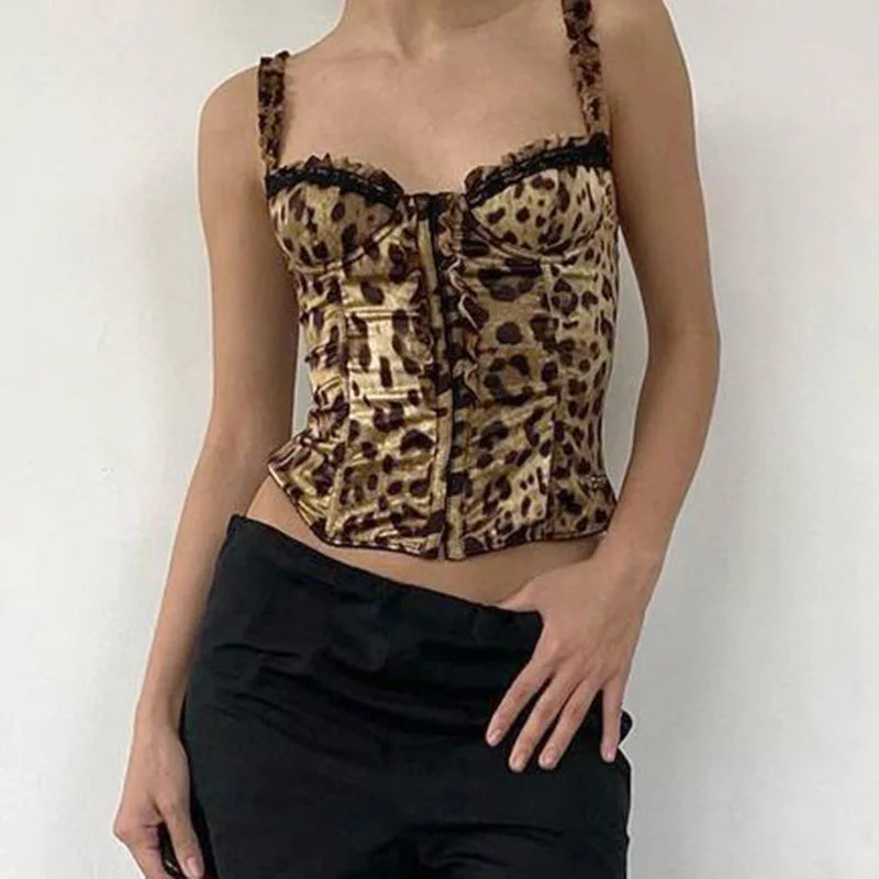 Y2K Leopard Corset Top