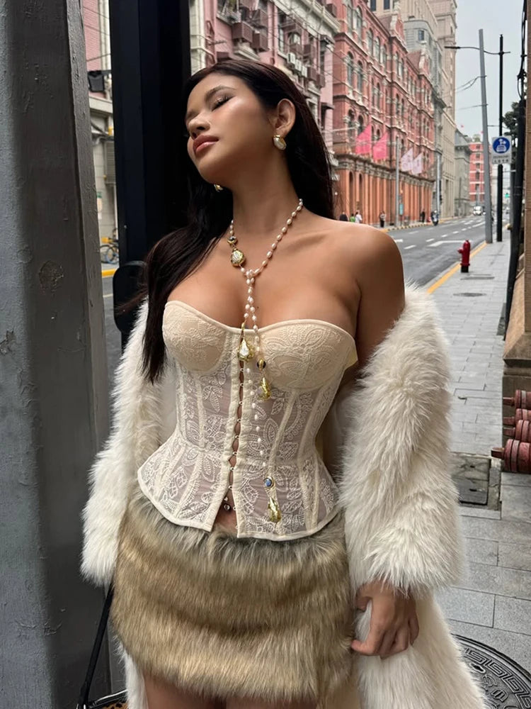 Coquette White Embroidered Corset Top