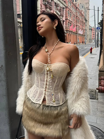Coquette White Embroidered Corset Top