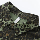 Leopard Green Denim Jacket