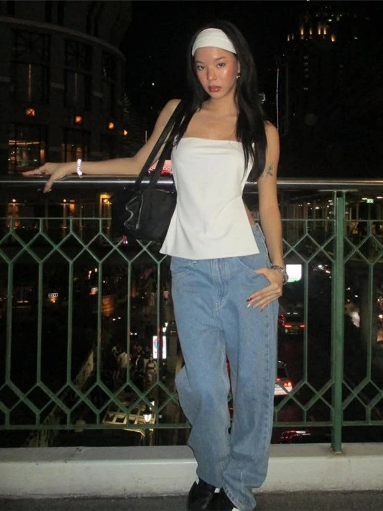 Casual Solid Color Corset Backless Top