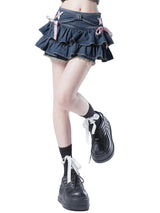 Coquette Core Pleated Denim Mini Skirt