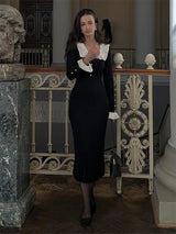 Old Money Retro Knitted Midi Dress