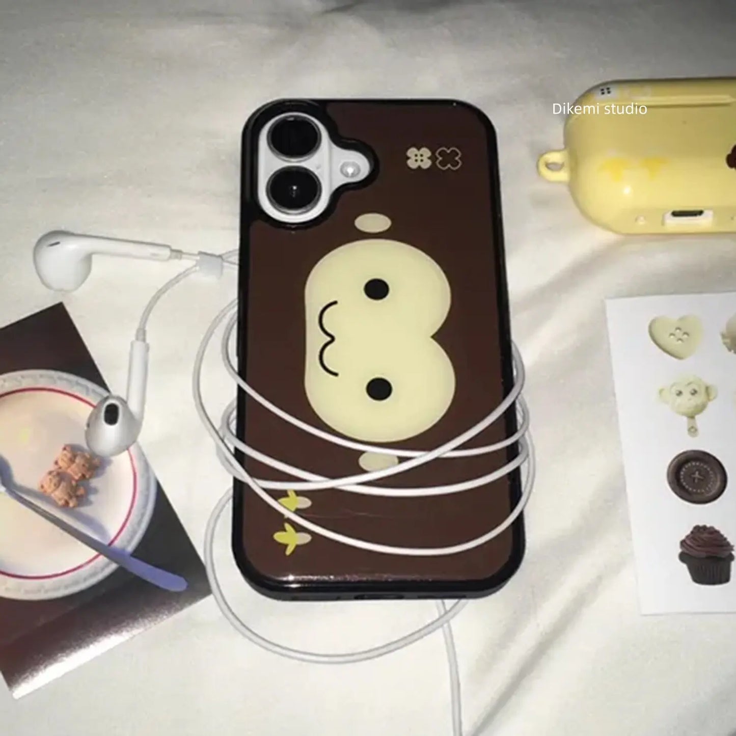 Brown & Yellow Monkey Face iPhone Case
