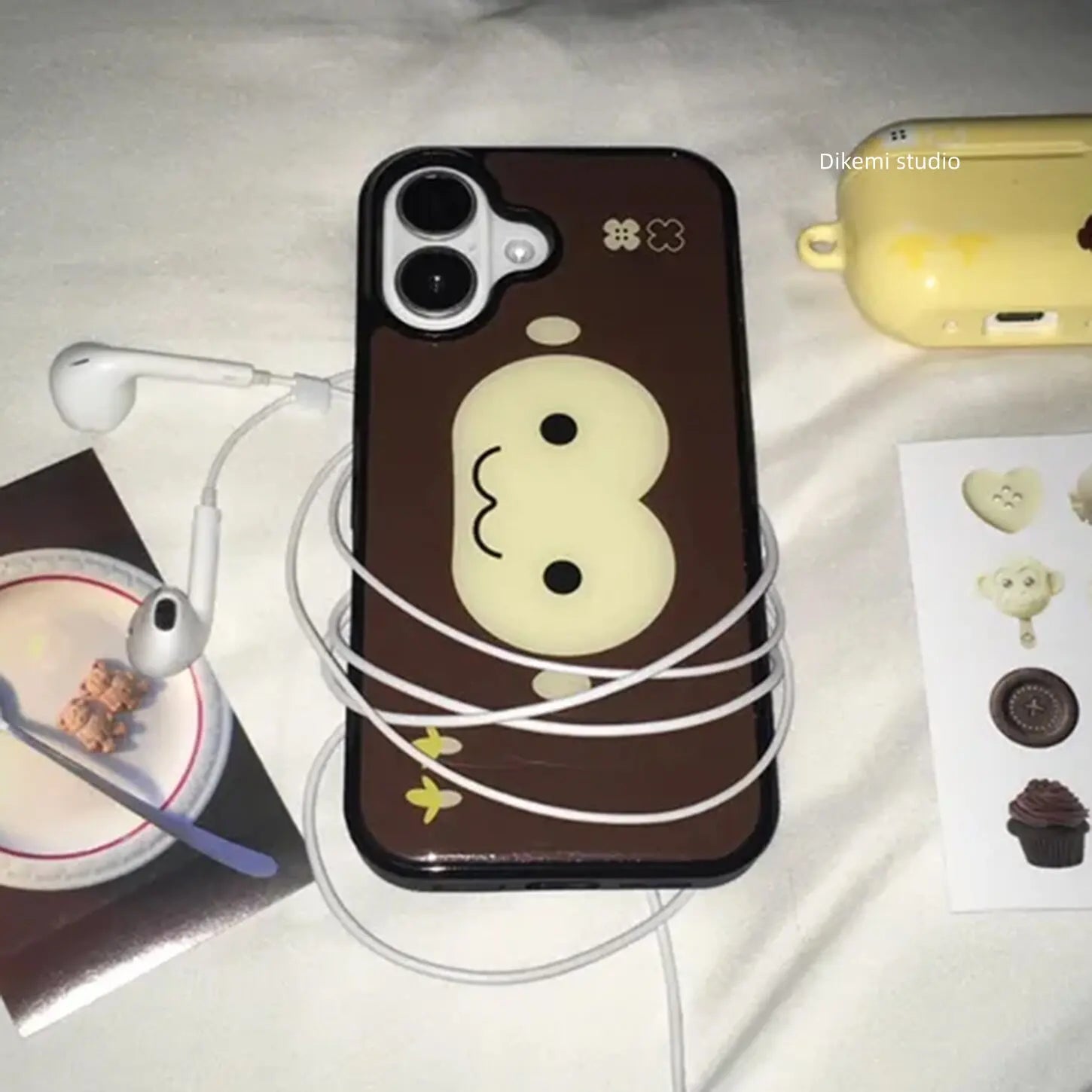 Brown & Yellow Monkey Face iPhone Case