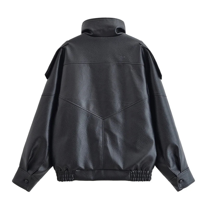 Women's Faux Leather Black Jacket