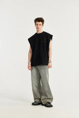 Oversized Irregular Stitching Wide Jeans
