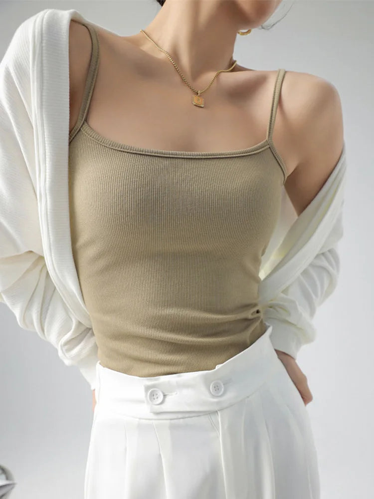 Basic Sleeveless Coffee Tank Top