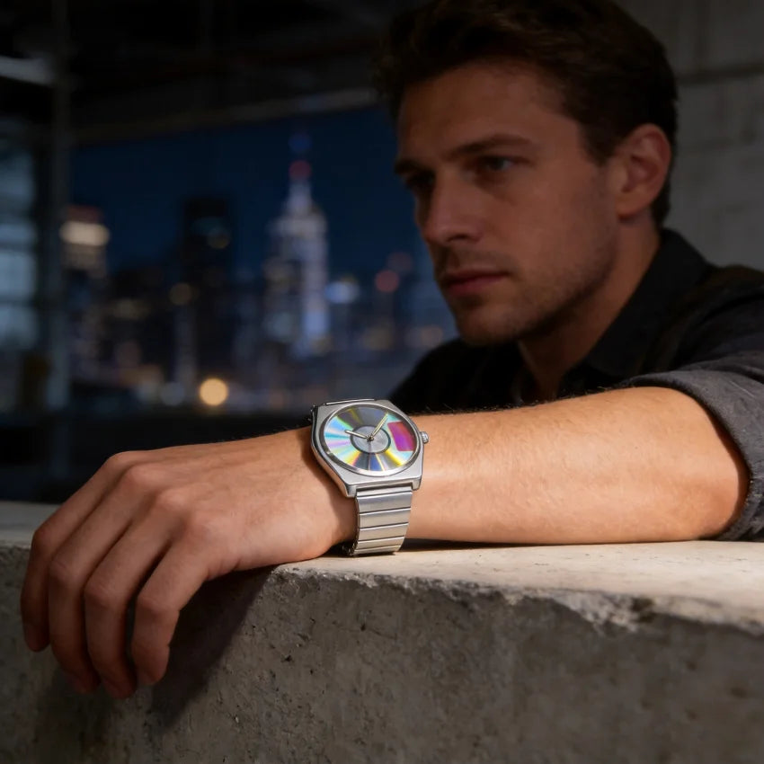 Y2K Unique Retro Record Dial Quartz Watch