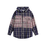 Women's Plaid Hooded Shirt