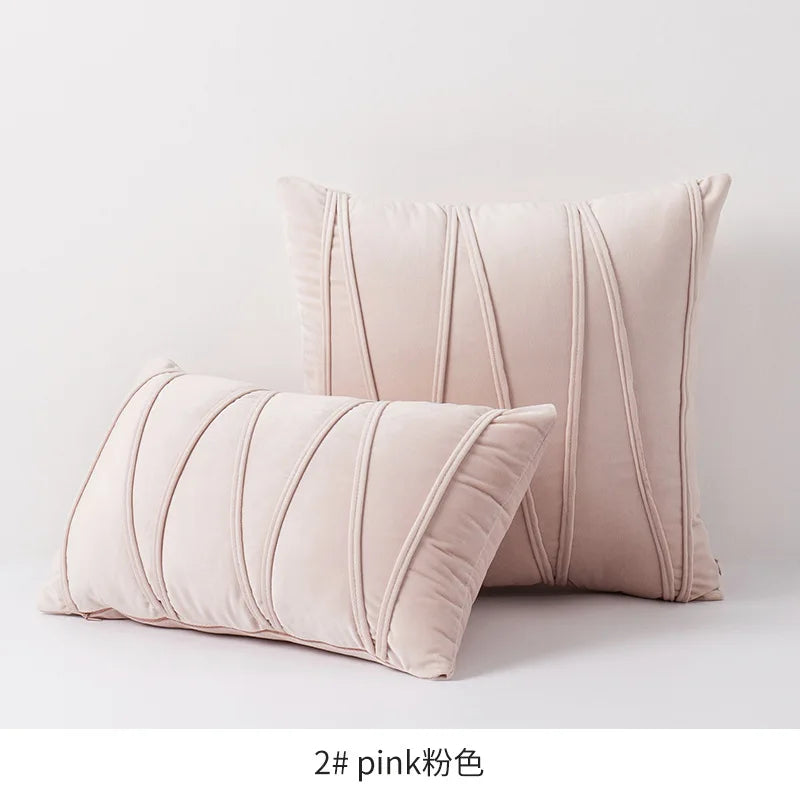 Orange Stripe Velvet Throw Pillow Cover