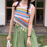 Vintage Knitted Retro Crochet Women Tank Tops
