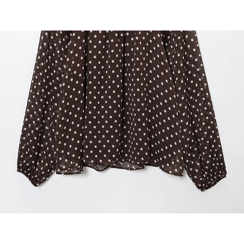 Vintage Polka Dot Chiffon Blouse