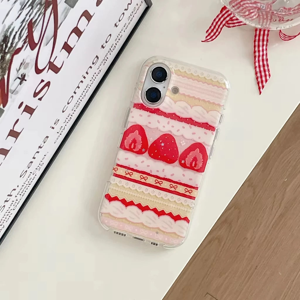Cream Strawberry Cake Bowknot iPhone Cases