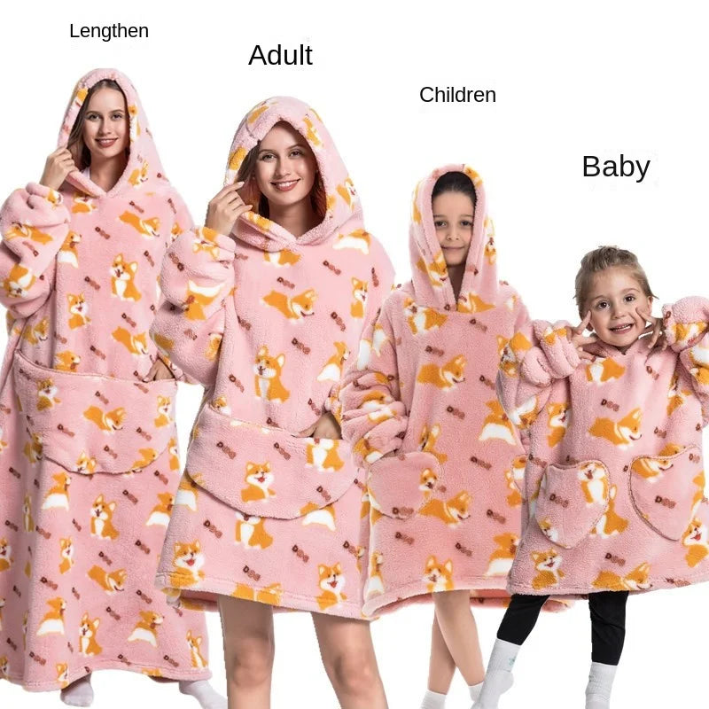 Family Oversize Sherpa Blanket Hoodie