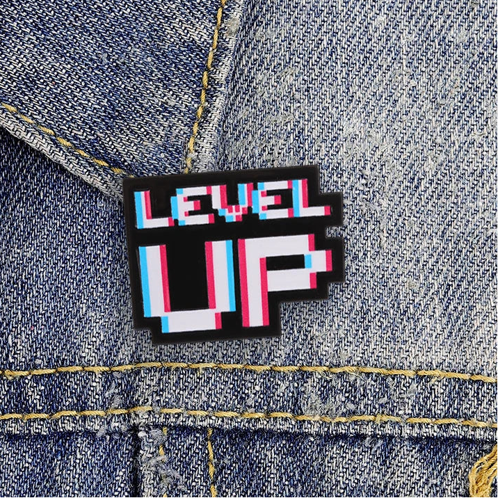 Level Up Retro Pixel Game Pin