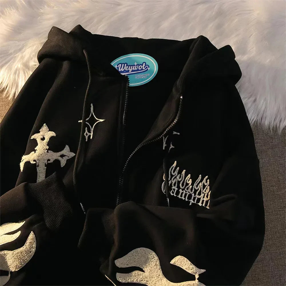 Devil Embroidery Japanese Sweet Loose hoodies