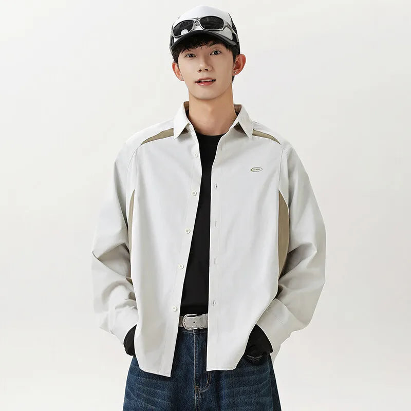 Oversize Splice Loose Casual Long Shirt