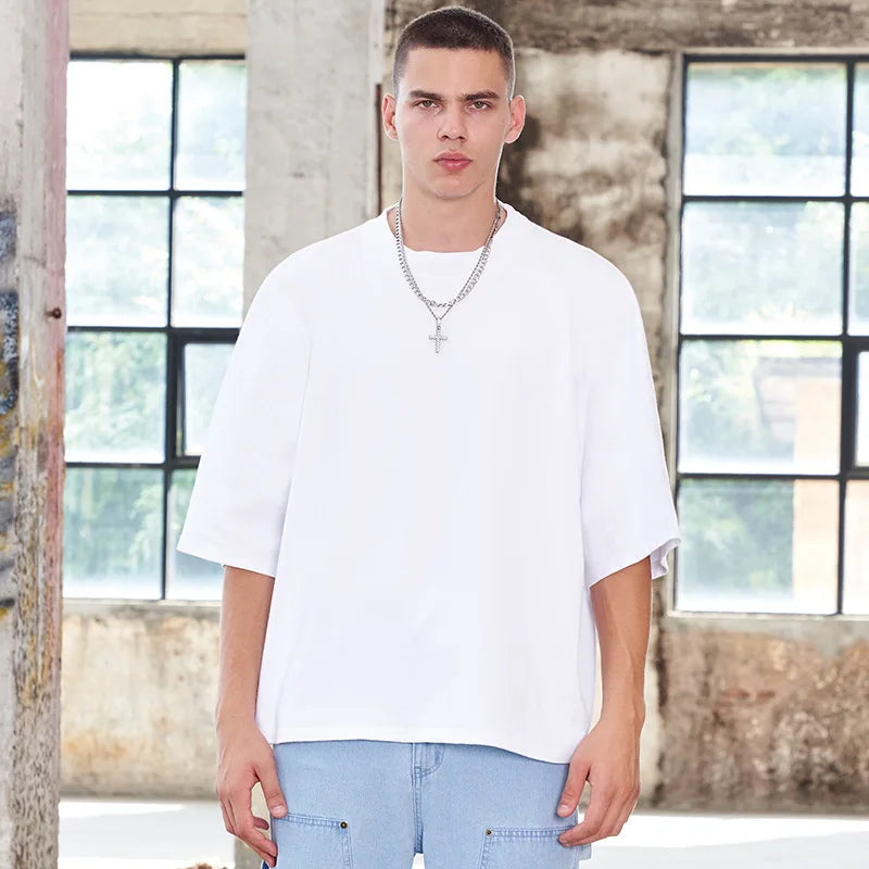 Heavyweight Distressed Oversized Cropped T-Shirt