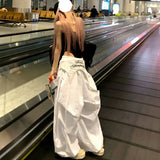 White Embroidered Parachute Pants