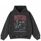 Psycho Dog Graphic Black Washed Hoodie