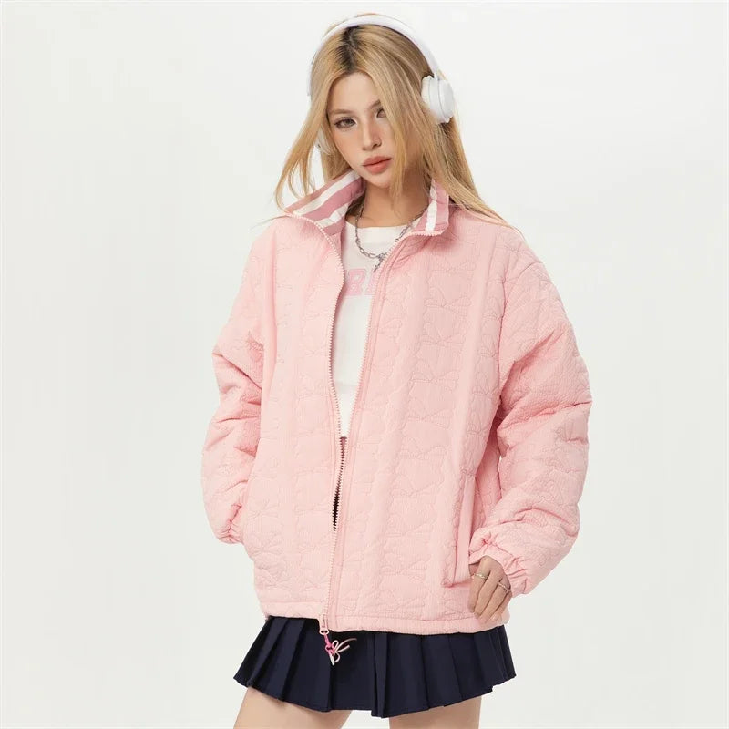 Barbie Core Pink Hearted Puffer Jacket