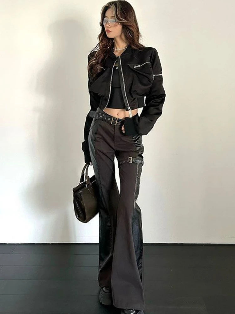 Motorcycle Cropped Biker Cropped Windbreaker Jacket