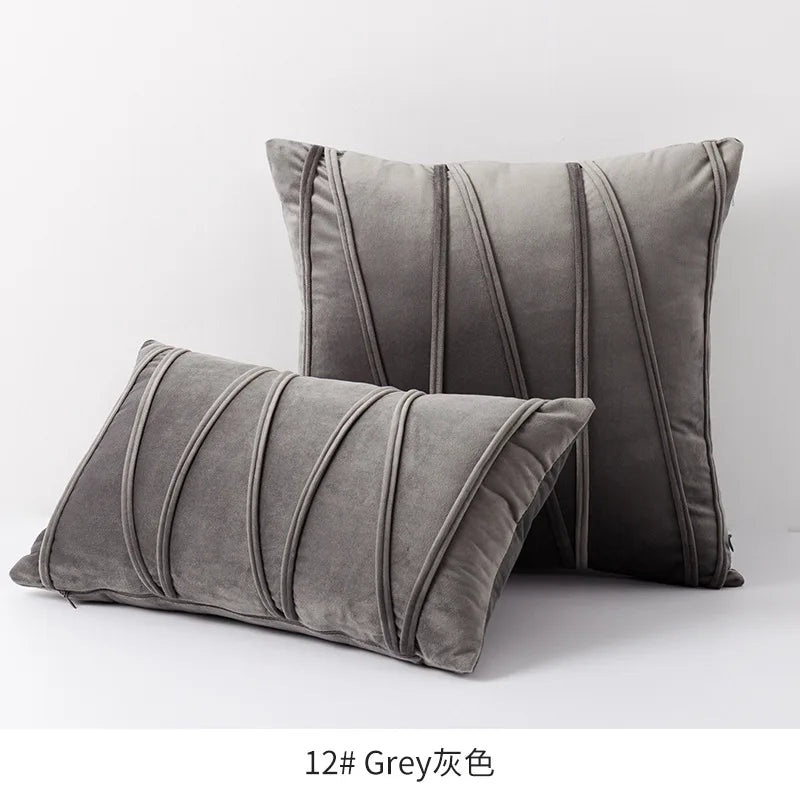 Orange Stripe Velvet Throw Pillow Cover