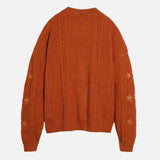 Chunky Knit Glittery Orange Cardigan Sweater