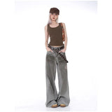 Vintage Grey Baggy Wide-Leg Jeans