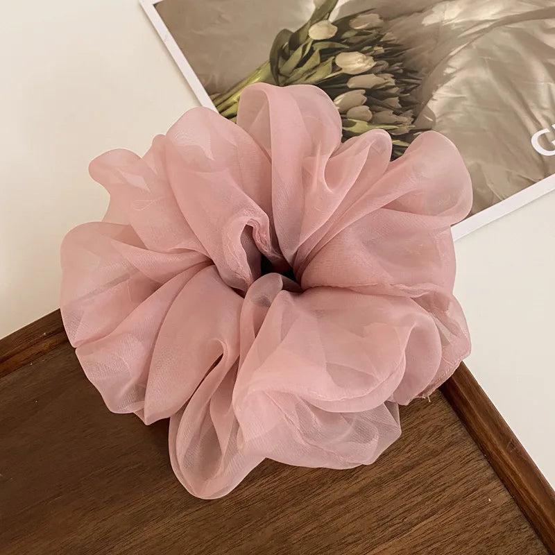 Large Chiffon Rubber Coquette Core Ponytail Holder