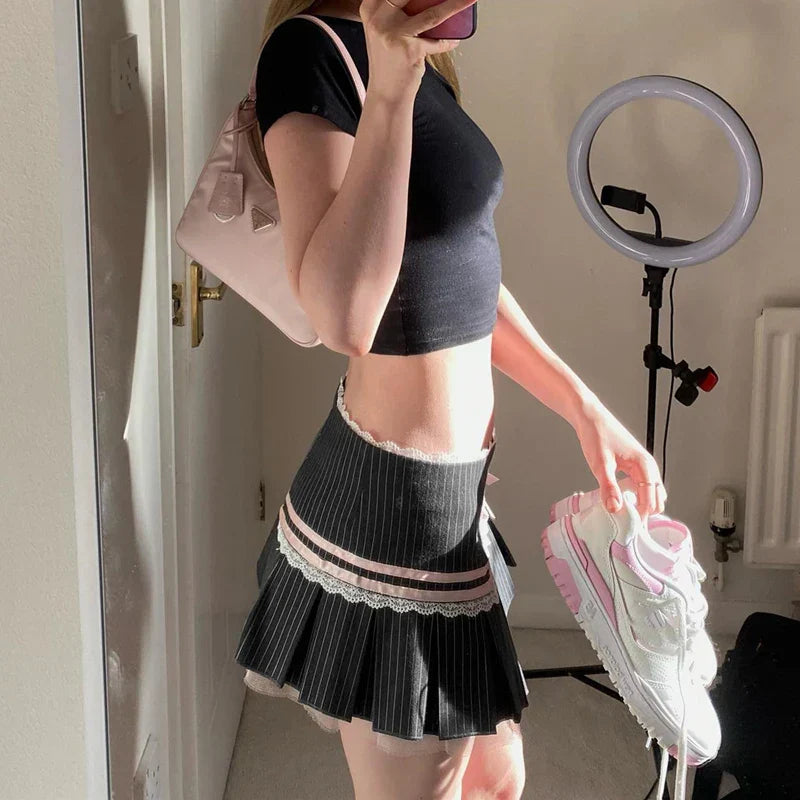 Coquette Vintage Ruffle Mini Skirt