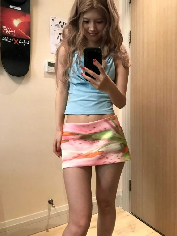 Pink Y2K Aesthetic Mini Skirt