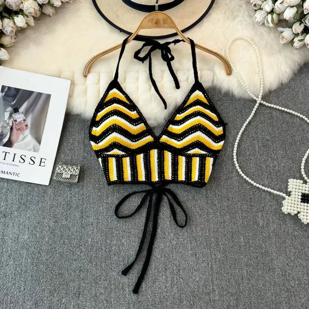 Handmade Knitted Sexy Halter Women Top Crochet