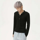Knitting V-Neck Slim Fit T-Shirt