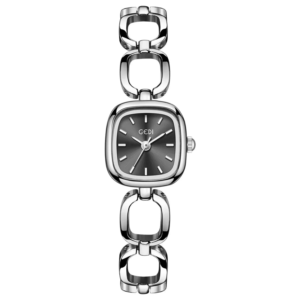 Sliver Grey Dial Square Ladies Bracelet Watch