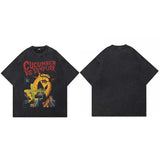 Retro Funny Graphic Washed Black T-Shirt