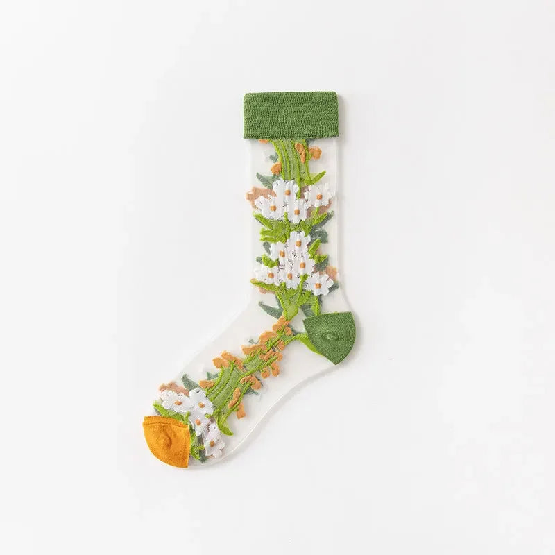 Summer Floral Crew Neck Socks