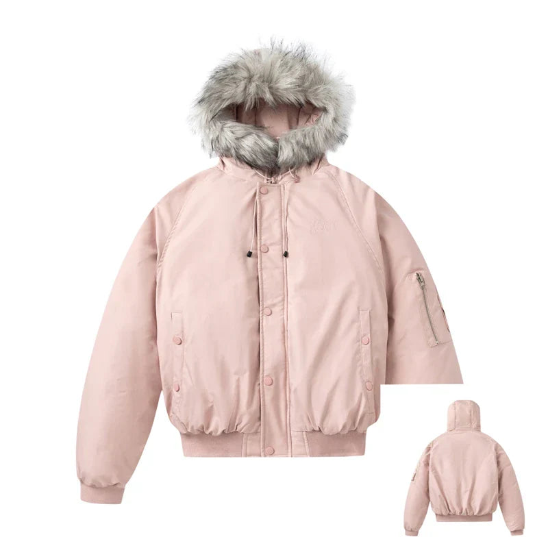 Gefütterte Pufferjacke aus Kunstfell