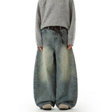 Faded Wide Leg Vintage Denim Jeans