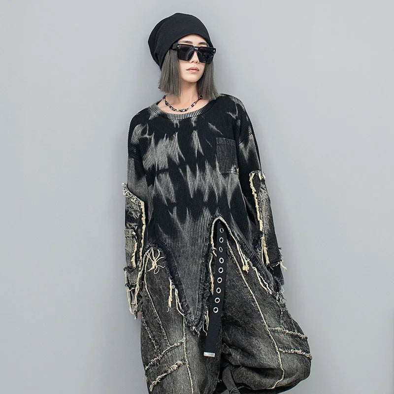 Langarm Ripped Grunge Pullover