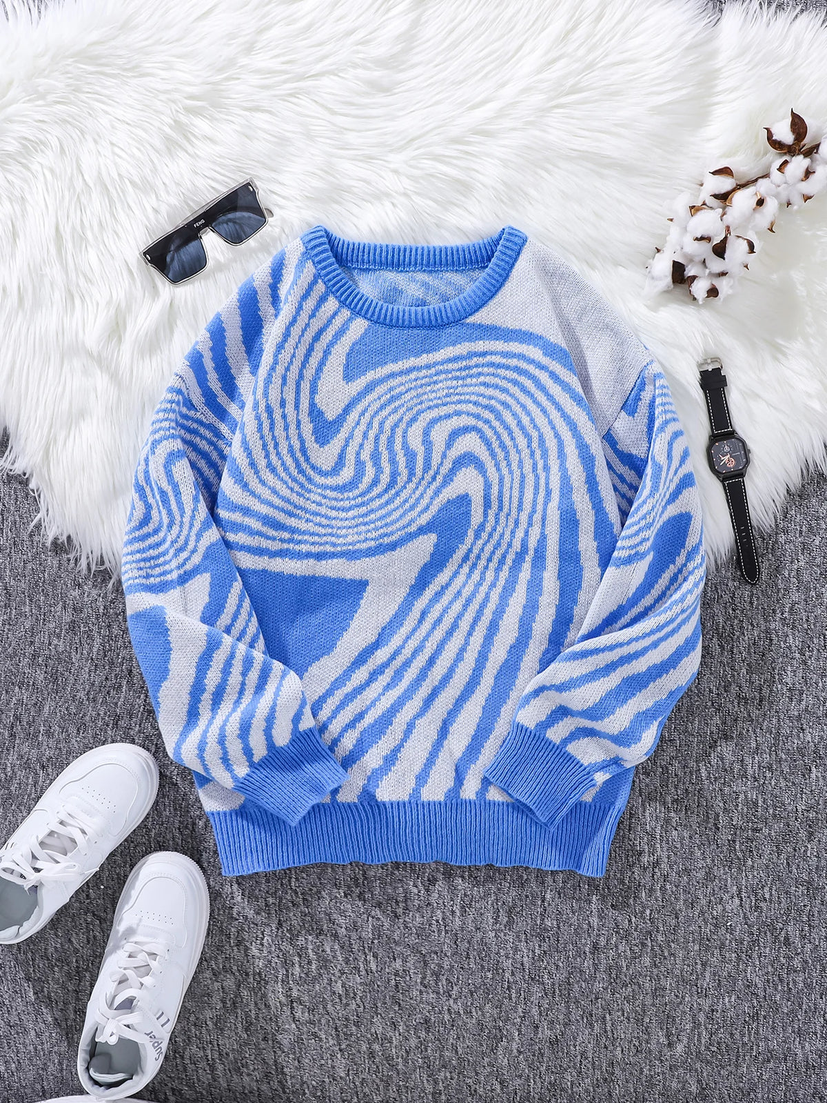 Whirl Pattern Jacquard Sweater