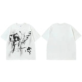 Schwarze Engel-Flügel Grafik Anime T-Shirt