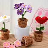 Crochet Knitted Potted Flowers Homemade