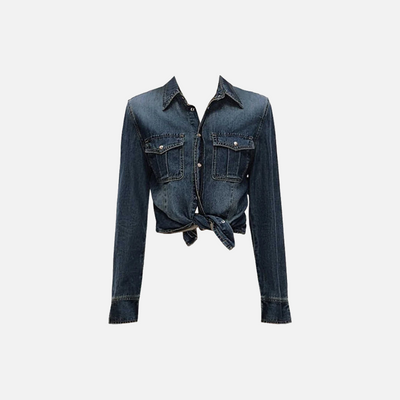 Women Vintage Crop Denim Shirt