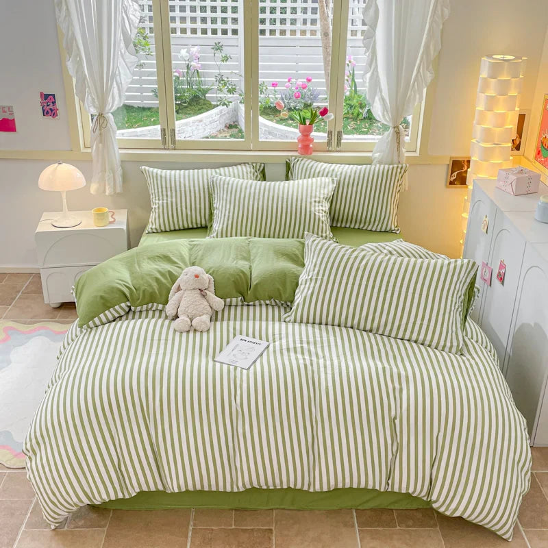 Nordic Striped Simple Style Cotton Bedding Set