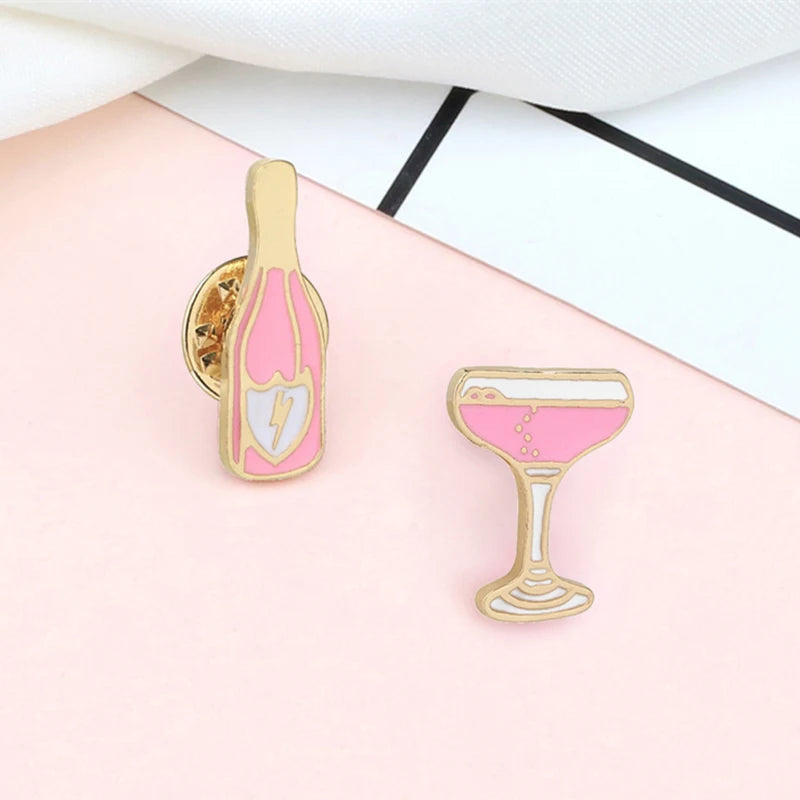 Mini Cute Wine And Glasses Pins